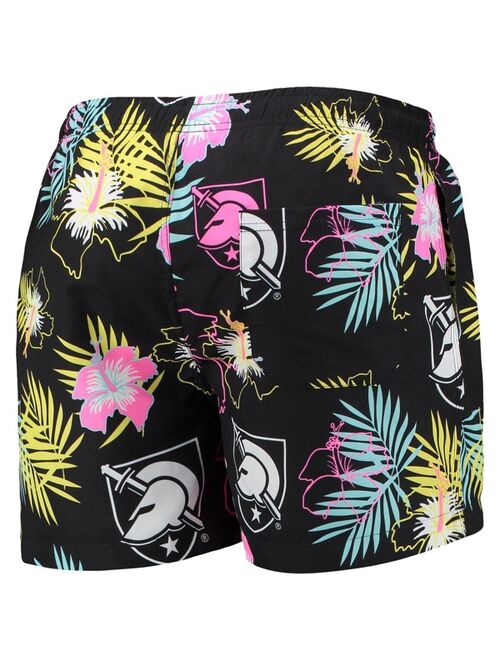 FOCO Men's Black Army Black Knights Neon Floral Swim Trunks