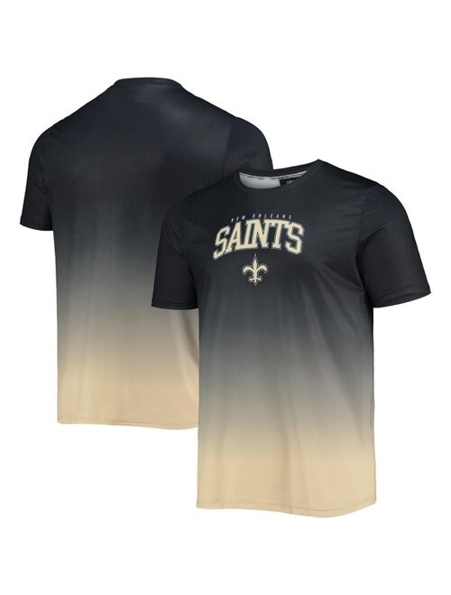 FOCO Men's Black, Gold New Orleans Saints Gradient Rash Guard Swim Shirt