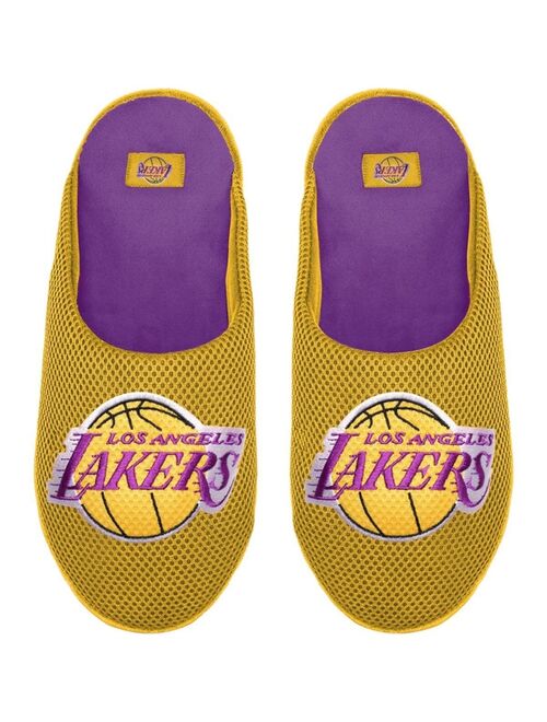 FOCO Men's Los Angeles Lakers Big Logo Colorblock Mesh Slippers