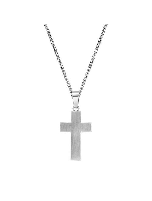 Men's LYNX Black Ion-Plated Stainless Steel Cross Pendant Necklace