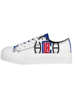 FOCO Women's White LA Clippers Platform Canvas Shoes