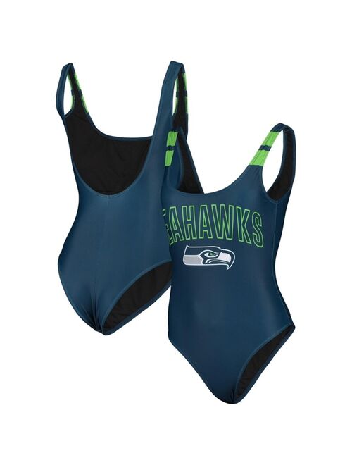 FOCO Women's College Navy Seattle Seahawks One-Piece Bathing Suit