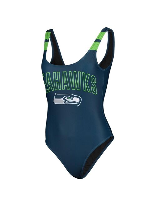 FOCO Women's College Navy Seattle Seahawks One-Piece Bathing Suit