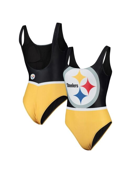 FOCO Women's Black Pittsburgh Steelers Team One-Piece Swimsuit