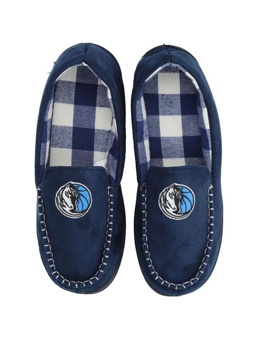 Men's FOCO Dallas Mavericks Team Logo Flannel Moccasin Slippers