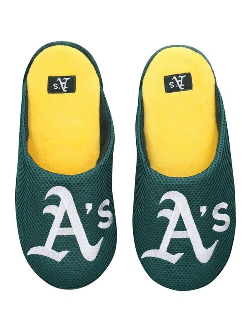 Men's FOCO Oakland Athletics Big Logo Colorblock Mesh Slippers