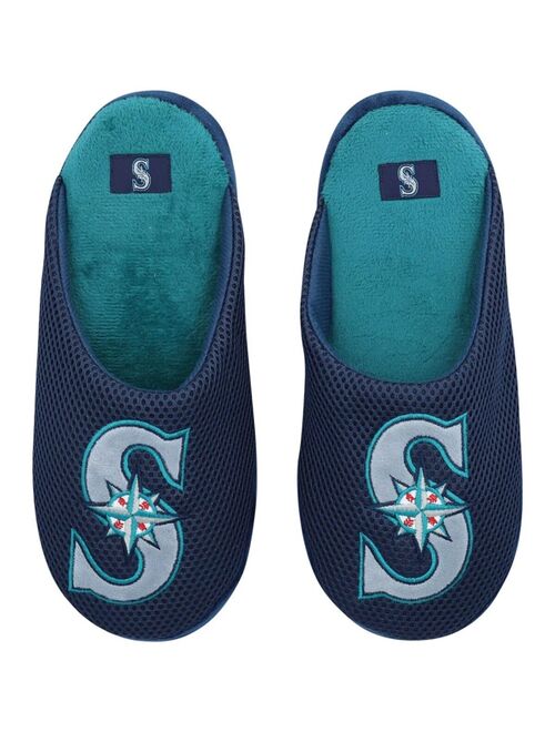 Men's FOCO Seattle Mariners Big Logo Colorblock Mesh Slippers