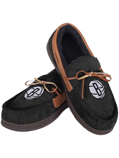 FOCO Men's Brooklyn Nets Corduroy Moccasin Slippers