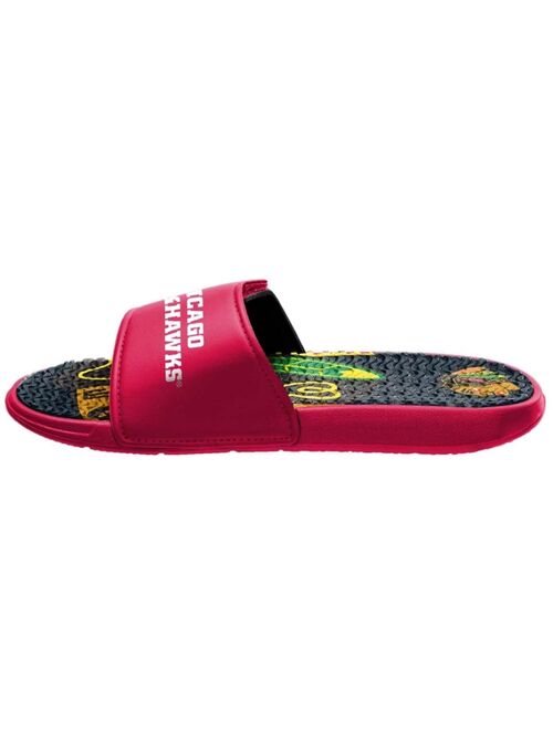 Men's FOCO Chicago Blackhawks Wordmark Gel Slide Sandals