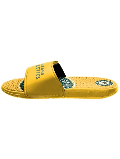 Men's FOCO Oakland Athletics Wordmark Gel Slide Green Sandals