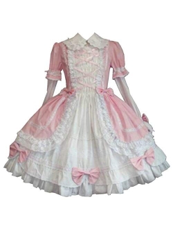 I-Youth Womens Gothic Lolita Dress Maid Princess Ruffles Skirts Bowknot Anime Party Cosplay Costumes