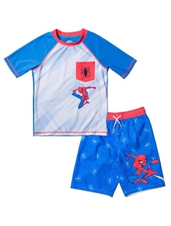 Avengers Hulk Spider-Man Boys Rash Guard and Swim Trunks Outfit Set Toddler to Big Kid