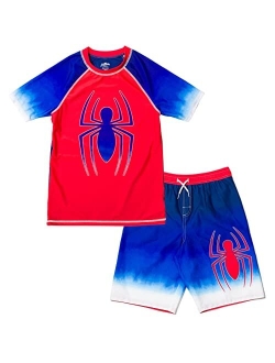 Avengers Hulk Spider-Man Boys Rash Guard and Swim Trunks Outfit Set Toddler to Big Kid