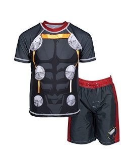 Avengers Hulk Spider-Man Boys Rash Guard and Swim Trunks Outfit Set Toddler to Big Kid