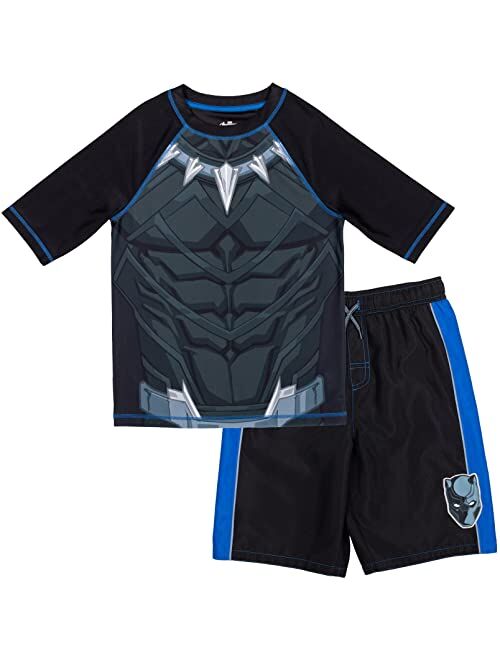 Marvel Avengers Hulk Spider-Man Boys Rash Guard and Swim Trunks Outfit Set Toddler to Big Kid