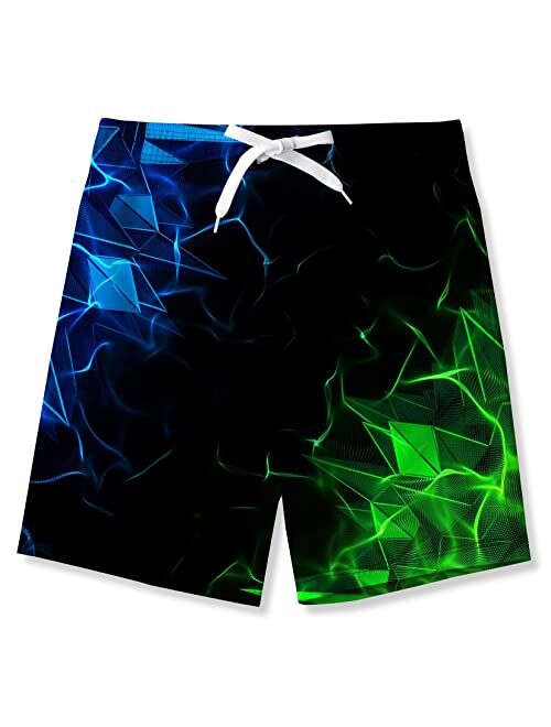 Lovekider Boys Swim Trunks Quick Dry Casual Board Shorts 3D Funny Beach Pants with Mesh Lining 5-14T