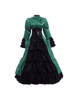 GRACEART Women Victorian Rococo Dress Renaissance Ball Gown Costumes (Dress & Hoop skirt)