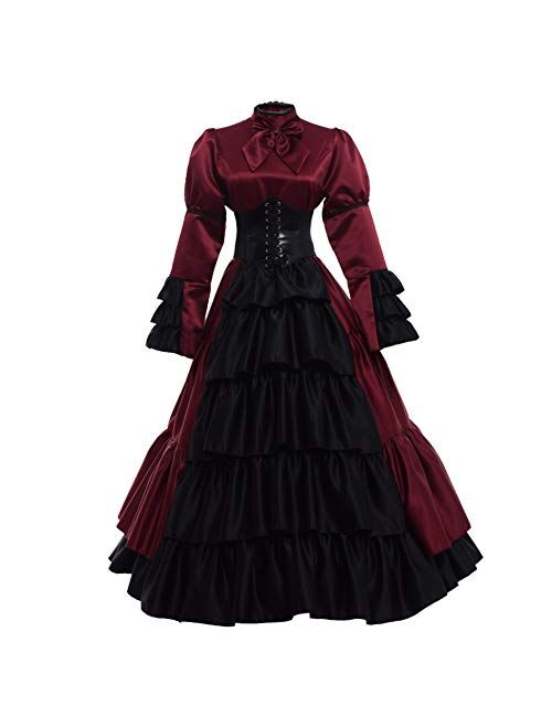 GRACEART Women Victorian Rococo Dress Renaissance Ball Gown Costumes (Dress & Hoop skirt)