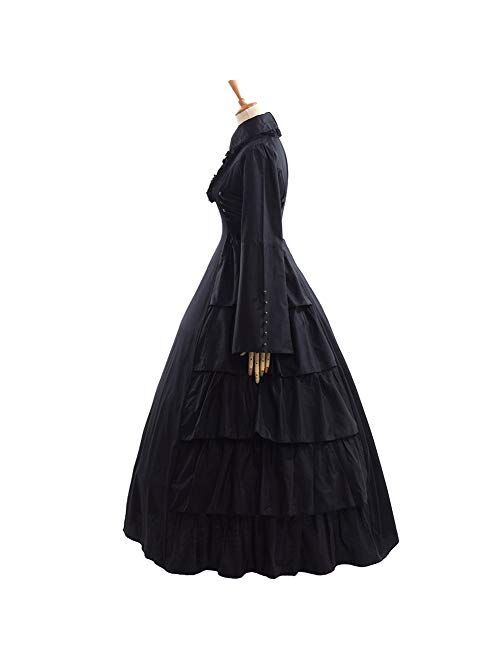 GRACEART Black Victorian Dress Renaissance Ball Gown Fancy Dress Costume (dress with hoop skirt)