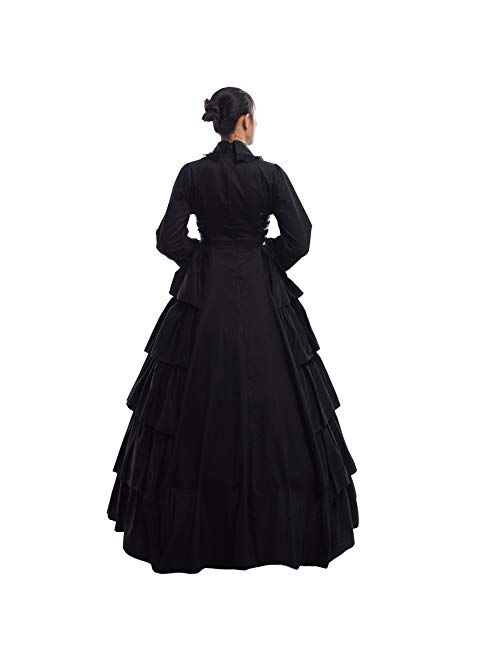 GRACEART Black Victorian Dress Renaissance Ball Gown Fancy Dress Costume (dress with hoop skirt)