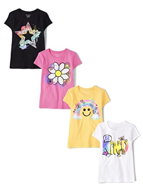 The Children's Place Girls' Short Sleeve Graphic T-Shirt 4-Pack