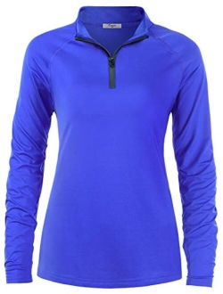 Cestyle Womens UPF 50+ Long Sleeve 1/4 Zip Lightweight Pullover Outdoor Hiking Workout Tops