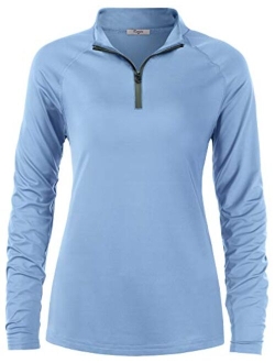 Cestyle Womens UPF 50+ Long Sleeve 1/4 Zip Lightweight Pullover Outdoor Hiking Workout Tops