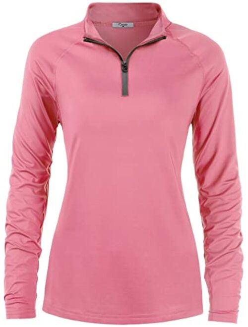 Cestyle Womens UPF 50+ Long Sleeve 1/4 Zip Lightweight Pullover Outdoor Hiking Workout Tops