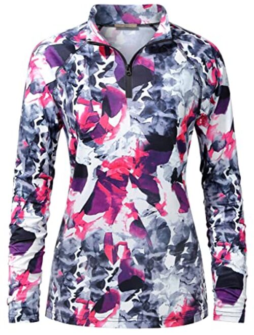 Cestyle Womens UPF 50+ Long Sleeve 1/4 Zip Lightweight Pullover Outdoor Hiking Workout Tops