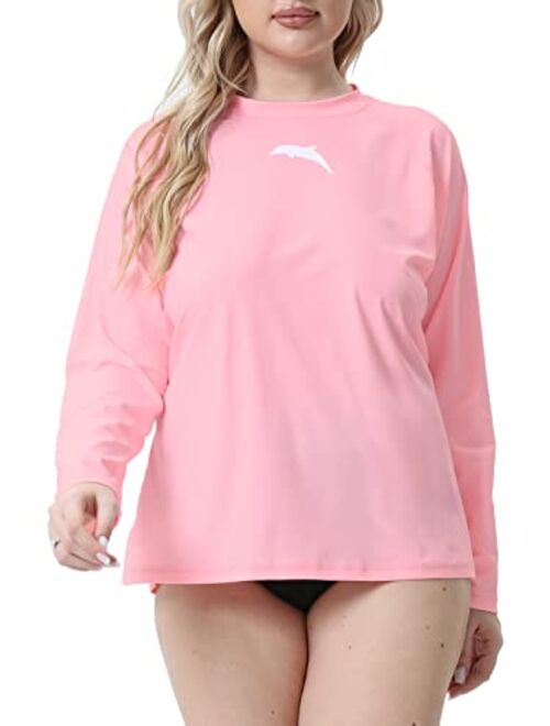 Halcurt Womens Plus Size Long Sleeve Rash Guard Loose Fit Swim Shirt Upf50+ Sun Protection Swimsuit Top