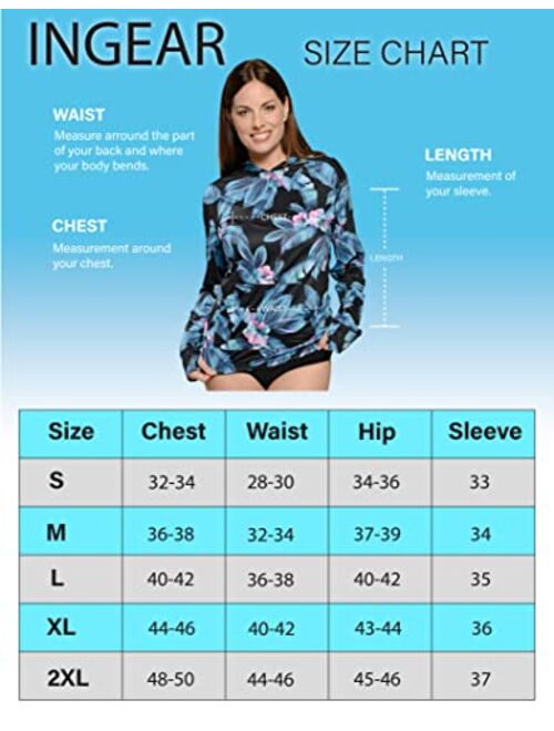 INGEAR Long Sleeve Loose Rash Guard with Hood Sun Shirt Women Beach Coverup UV Sun Protection Shirt Quick Dry Hoodie