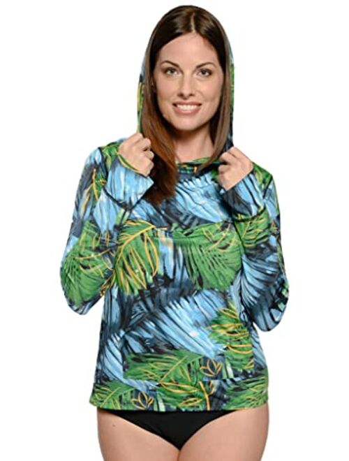 INGEAR Long Sleeve Loose Rash Guard with Hood Sun Shirt Women Beach Coverup UV Sun Protection Shirt Quick Dry Hoodie