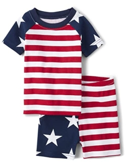 Boys' Family Matching, 4th of July American USA Pajamas Sets, Cotton