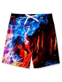 uideazone Boys Teens Swim Trunks Quick Dry Waterproof Surfing Board Shorts Drawstring Elastic Waist with Mesh Lining 5-14T