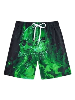 uideazone Boys Teens Swim Trunks Quick Dry Waterproof Surfing Board Shorts Drawstring Elastic Waist with Mesh Lining 5-14T