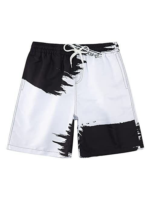 uideazone Boys Teens Swim Trunks Quick Dry Waterproof Surfing Board Shorts Drawstring Elastic Waist with Mesh Lining 5-14T