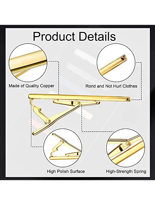 CASSIECA 6 Pcs Tie Clips for Men Classic Tie Bar Set for Regular Ties Necktie Wedding Business Clips with Gift Box