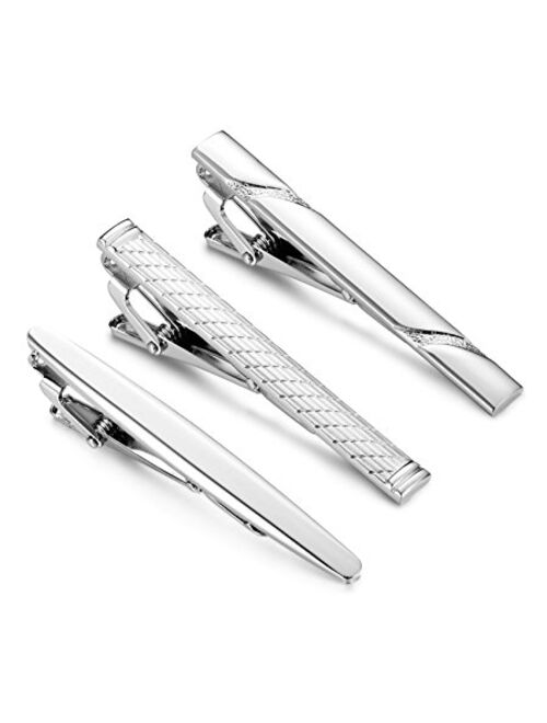 Jstyle 3 Pcs Tie Clips for Men Tie Bar Clip Set for Regular Ties Necktie Wedding Business