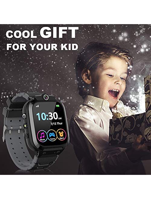 OVV Kids Game Smart Watch for Boys Girls with 1.44" HD Touch Screen 24 Puzzle Games Music Player Dual Camera Video Recording 12/24 hr Pedometer Alarm Clock Calculator Fla