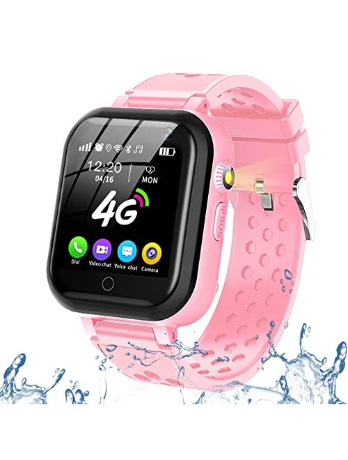 DDIOYIUR Smart Watch for Kids, 4G Kids Phone Smartwatch with GPS Tracker, WiFi, SMS, Call,Voice & Video Chat,Bluetooth,Audio Recording,Alarm,Pedometer, Wrist Watch for 4-