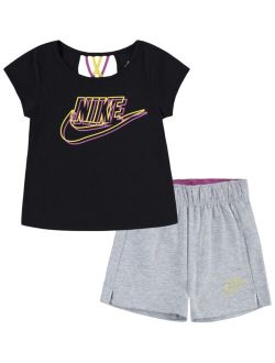 Toddler Girls Futura Short Sleeves T-shirt and Knit Shorts, 2-Piece Set