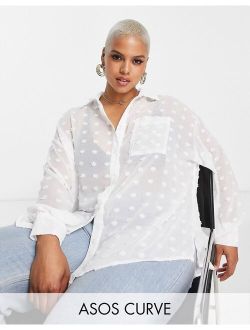 Curve oversized shirt in white texture