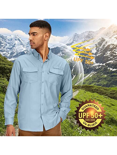 Asfixiado Mens Long Sleeve Fishing Shirts UV Protection UPF 50 + Outdoor Quick Dry Lightweight Cooling Hiking Shirt