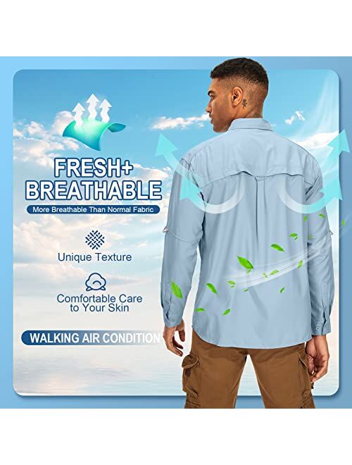 Asfixiado Mens Long Sleeve Fishing Shirts UV Protection UPF 50 + Outdoor Quick Dry Lightweight Cooling Hiking Shirt