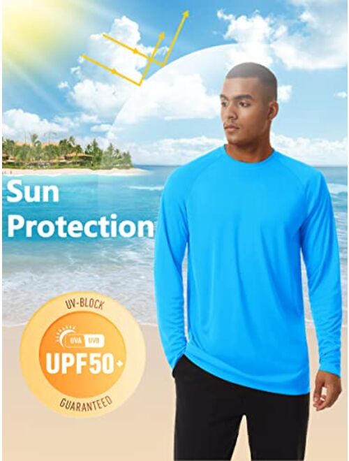 TACVASEN Men's Sun Shirt UPF 50+ Long Sleeve UV Protection Lightweight Rash Guard Swim Shirt Quick-Dry Outdoor T-Shirt