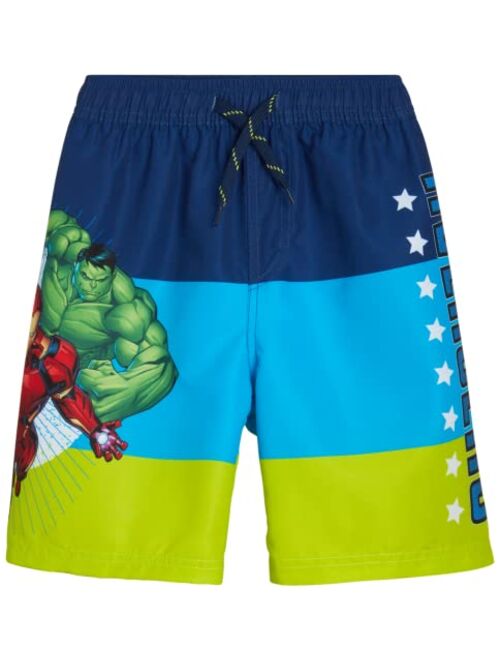 Marvel Avengers Boys Swim Trunks Spider-Man, Captain America Swimsuit UPF 50+ Quick Dry Bathing Suit for Boys (2T-12)