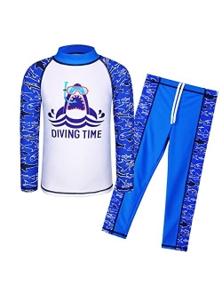TFJH E Kids Boys Swimsuit UPF 50+ UV Sun Protective 2PCS Fish Swimwear