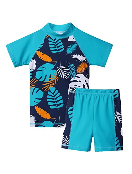 TFJH E Kids Boys Swimsuit UPF 50+ UV Sun Protective 2PCS Fish Swimwear