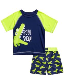 Quad Seven Baby Boys' Rash Guard Set - 2 Piece Bathing Suit Trunks and Rash Guard Swim Shirt (2T-7)