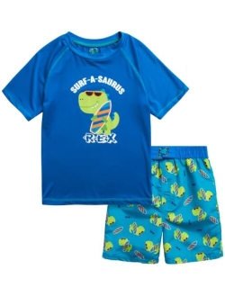 Quad Seven Baby Boys' Rash Guard Set - 2 Piece Bathing Suit Trunks and Rash Guard Swim Shirt (2T-7)